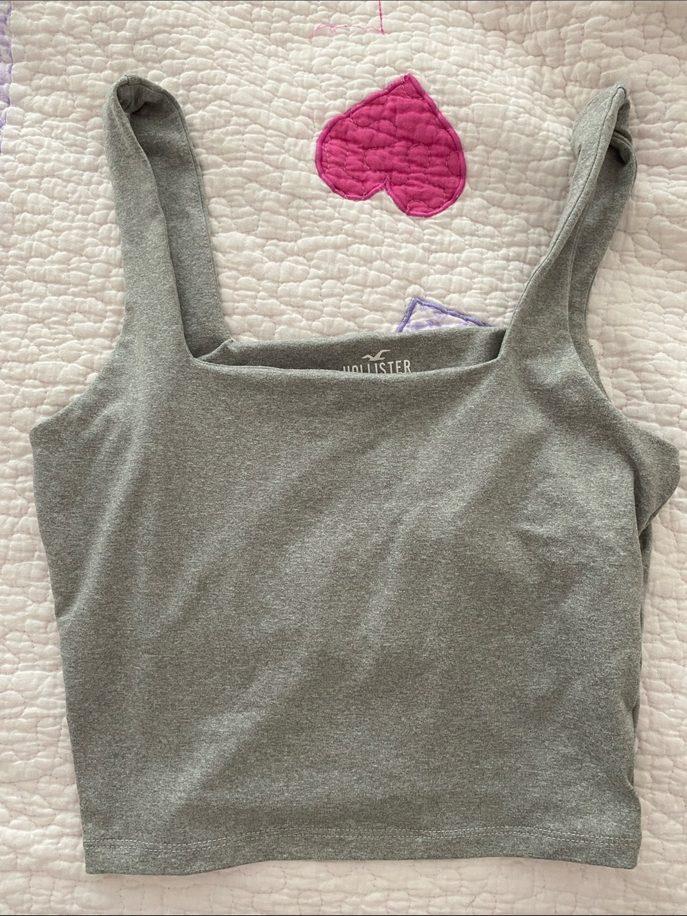 Hollister Gray Square-Neck Crop Tank